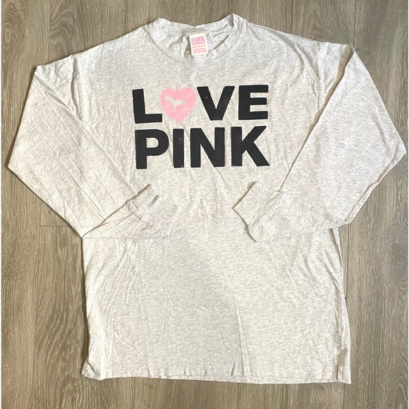 NWOT VS PINK ORIGINALS CAMPUS HEATHER GRAY BLING 2 PIECE SET JOGGERS AND T-SHIRT - Picture 4 of 17